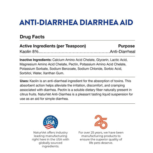 NaturVet Anti-diarrhea Liquid For Cats And Dogs 8oz - Poudre Pet and Feed Supply